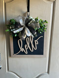 “Hello” Door Hanger w/Merry Christmas Ribbon