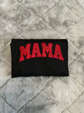 Curved or Straight/Glitter or Linen "Mama” Sweatshirt