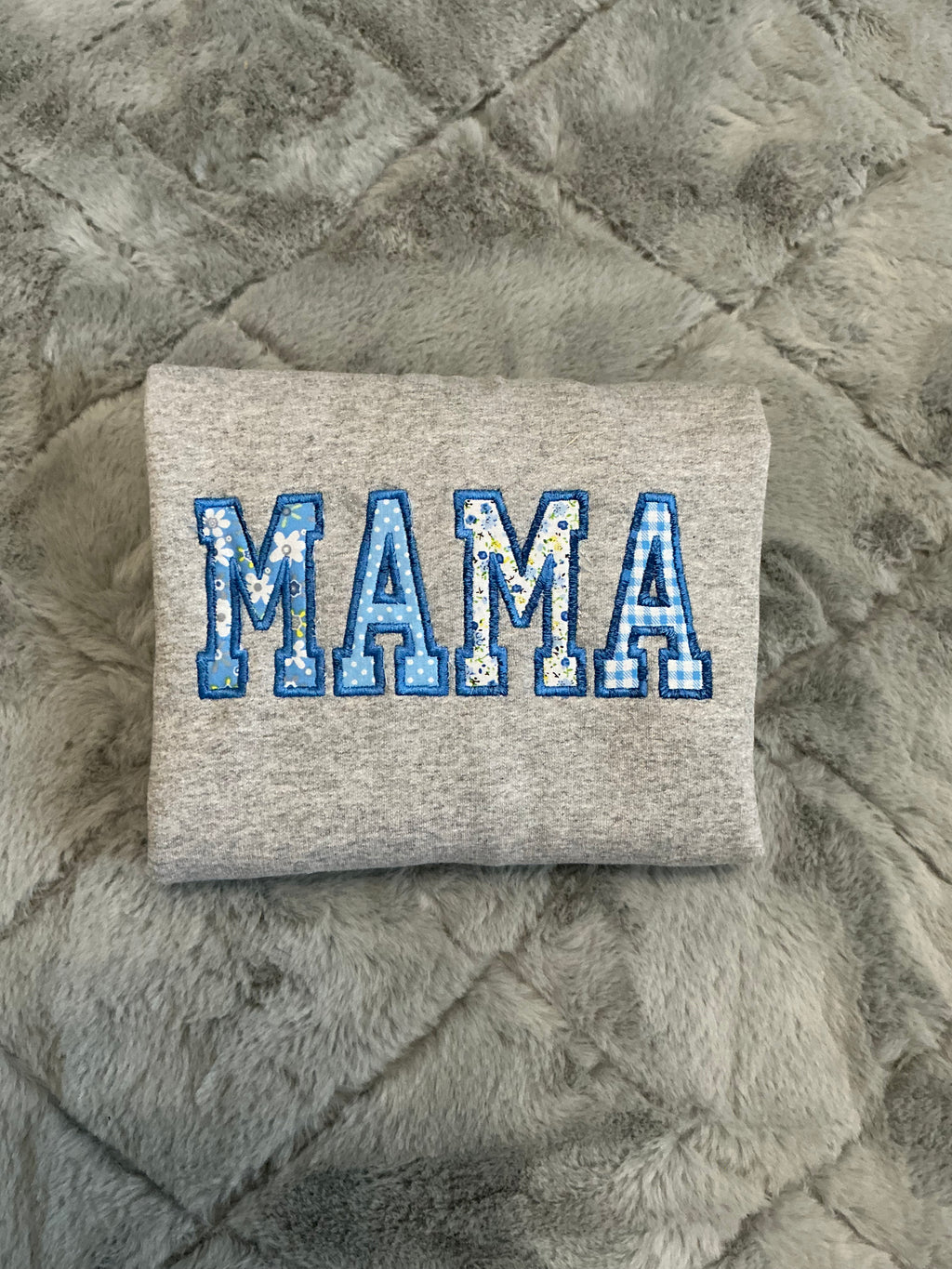 Curved or Straight/Glitter or Linen "Mama” Sweatshirt